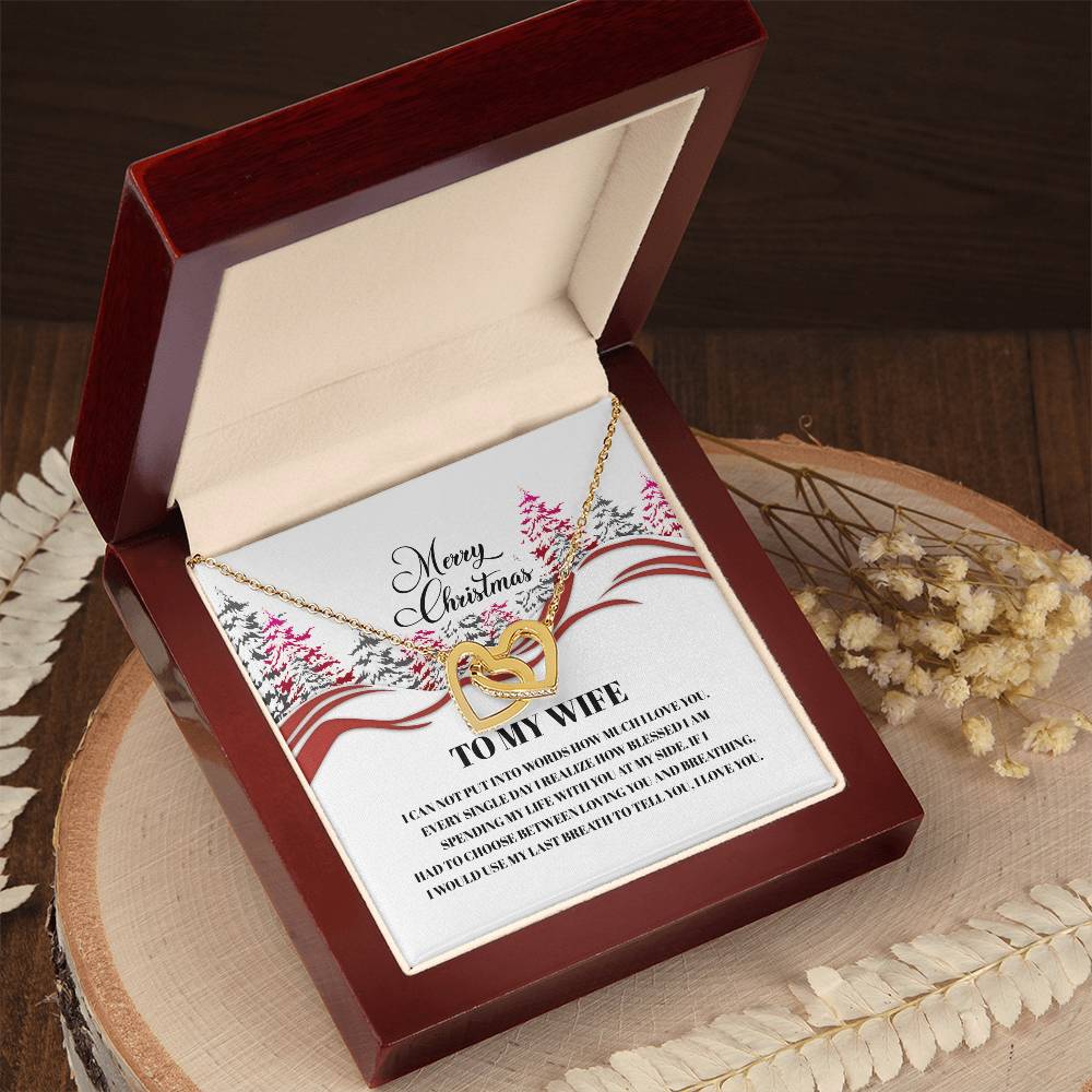 4016a Interlocking Hearts neck, Gift to my Wife with Beautiful Message Card