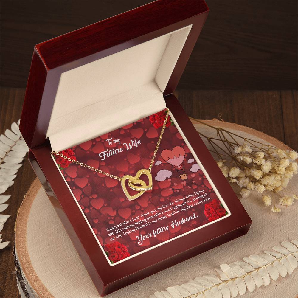 valentine-27d Interlocking Hearts Necklace, Gift to my Future Wife with Beautiful Message Card