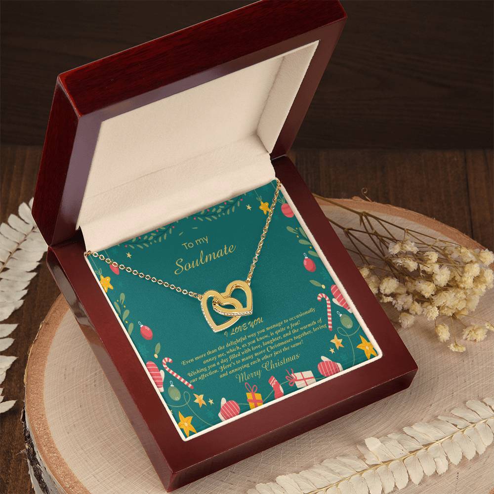 94098b Interlocking Hearts neck, Gift to My Soulmate with Message Card