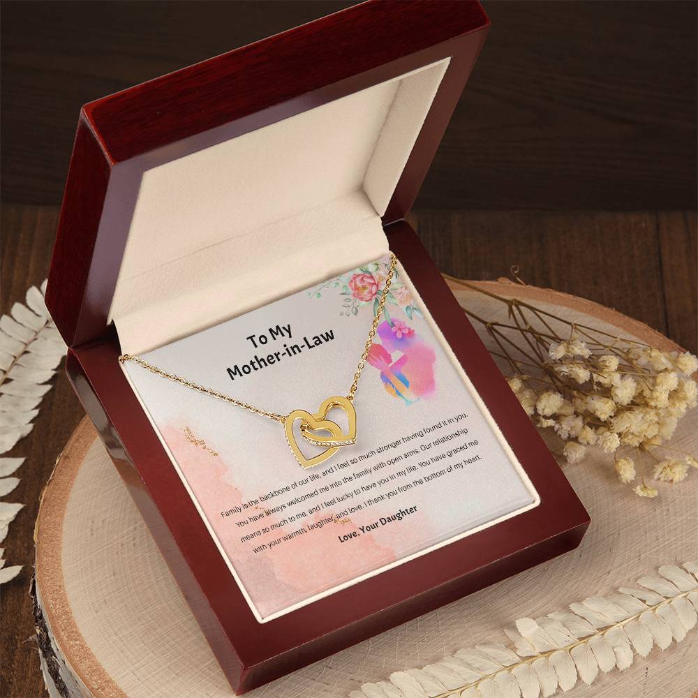 94689b Interlocking Hearts Necklace, Gift to my Stepmom with Beautiful Message Card