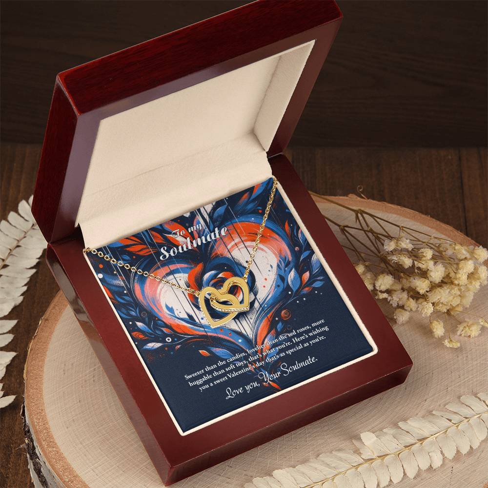 Valentine-st24b Interlocking Hearts neck, Gift to My Soulmate with Message Card