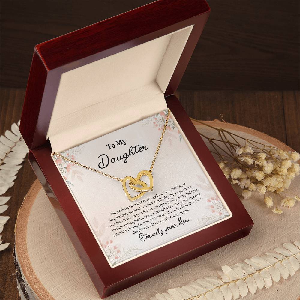 4025b Interlocking Hearts Necklace, Gift to my Daughter with Beautiful Message Card