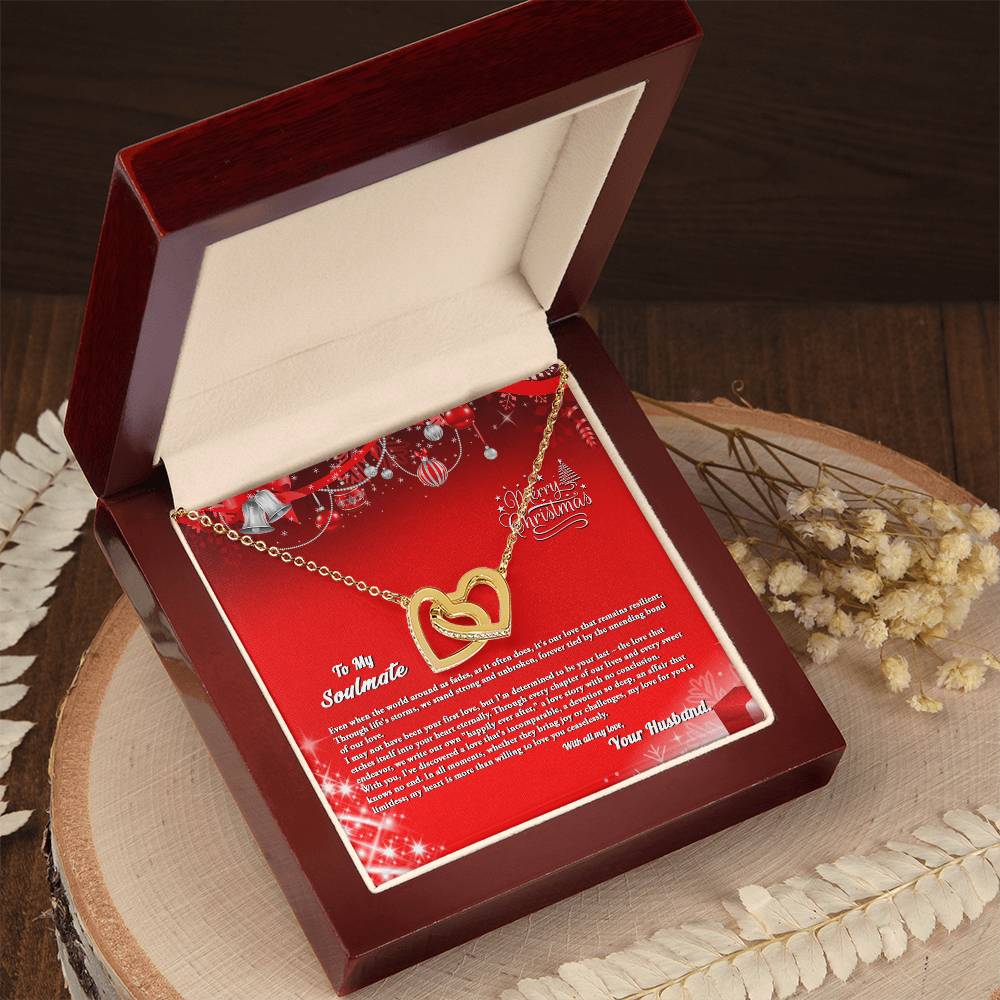 4007b Interlocking Hearts neck, Gift to My Soulmate with Message Card