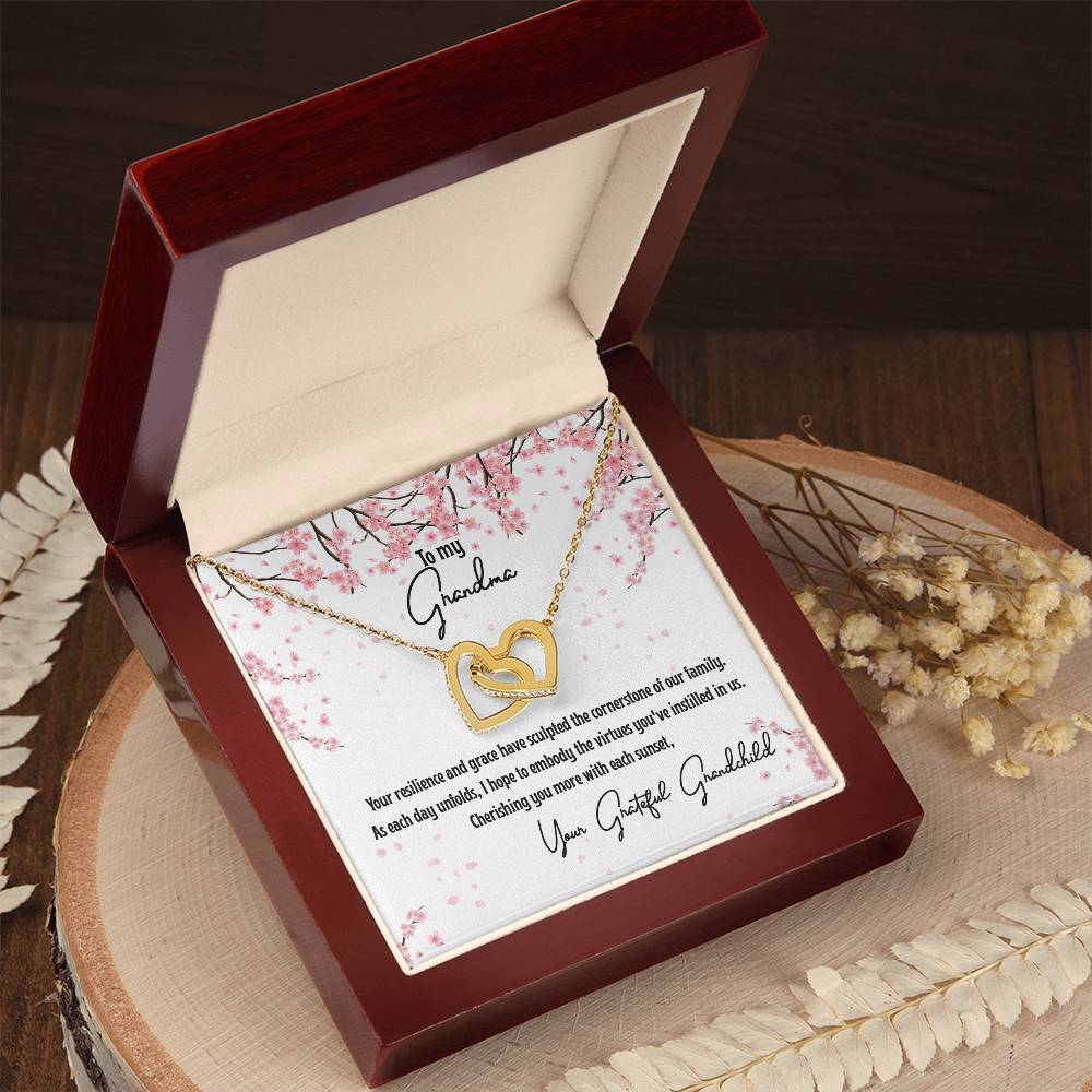 4040a Interlocking Hearts Necklace, Gift to my Grandma with Beautiful Message Card