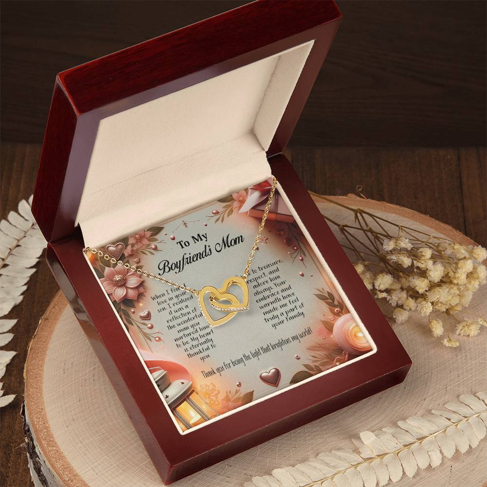 4044a Interlocking Hearts Necklace, Gift to my Boyfriend's Mom with Beautiful Message Card