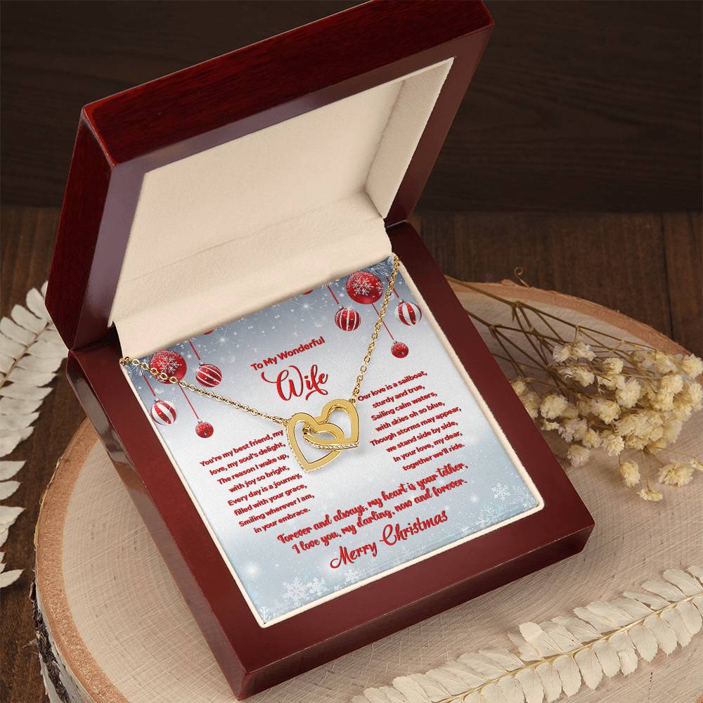 4012c Interlocking Hearts neck, Gift to my Wife with Beautiful Message Card