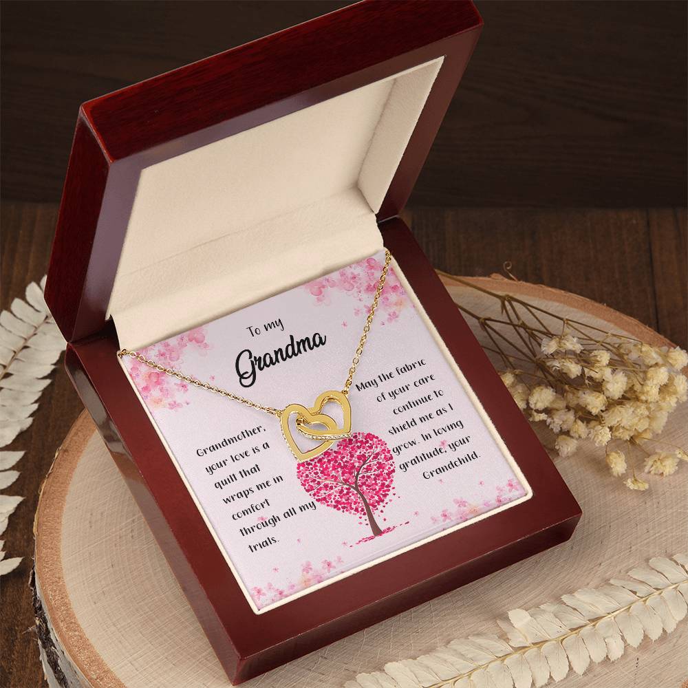 4042a Interlocking Hearts Necklace, Gift to my Grandma with Beautiful Message Card