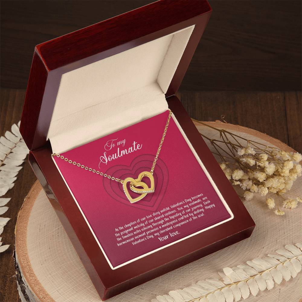 valentine-9b Interlocking Hearts neck, Gift to My Soulmate with Message Card