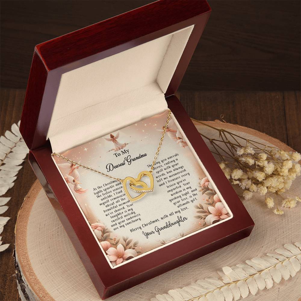 4052c Interlocking Hearts Necklace, Gift to my Grandma with Beautiful Message Card