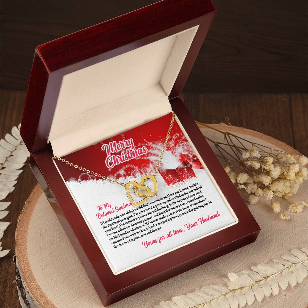 4003c Interlocking Hearts neck, Gift to My Soulmate with Message Card