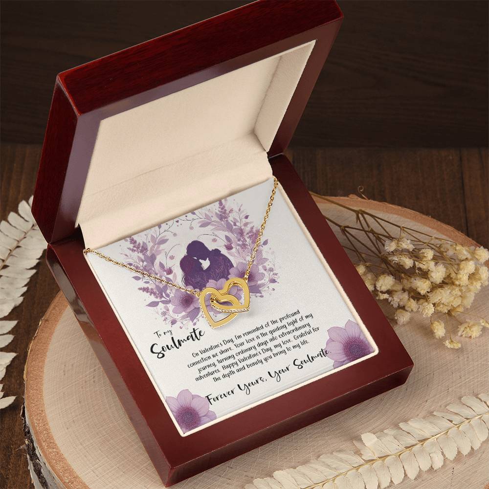 Valentine-st9b Interlocking Hearts neck, Gift to My Soulmate with Message Card