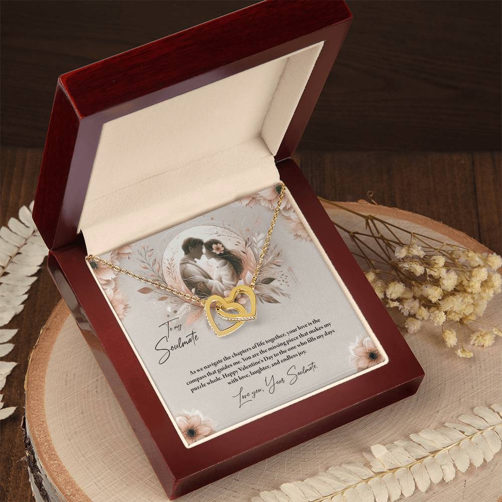 Valentine-st27b Interlocking Hearts neck, Gift to My Soulmate with Message Card