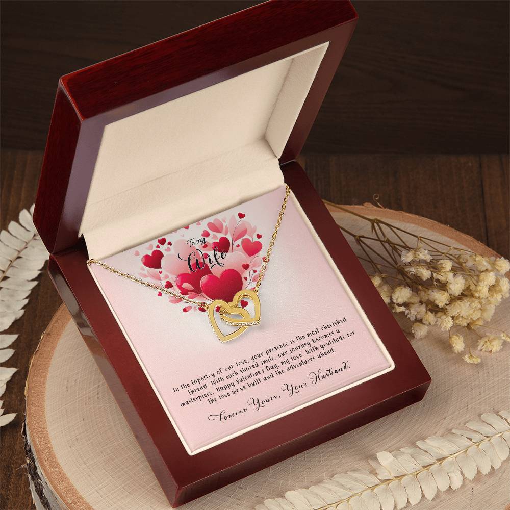 Valentine-st8a Interlocking Hearts Necklace, Gift to my Wife with Beautiful Message Card