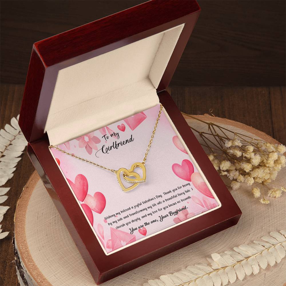 valentine-37c Interlocking Hearts Necklace, Gift to my Girlfriend with Beautiful Message Card