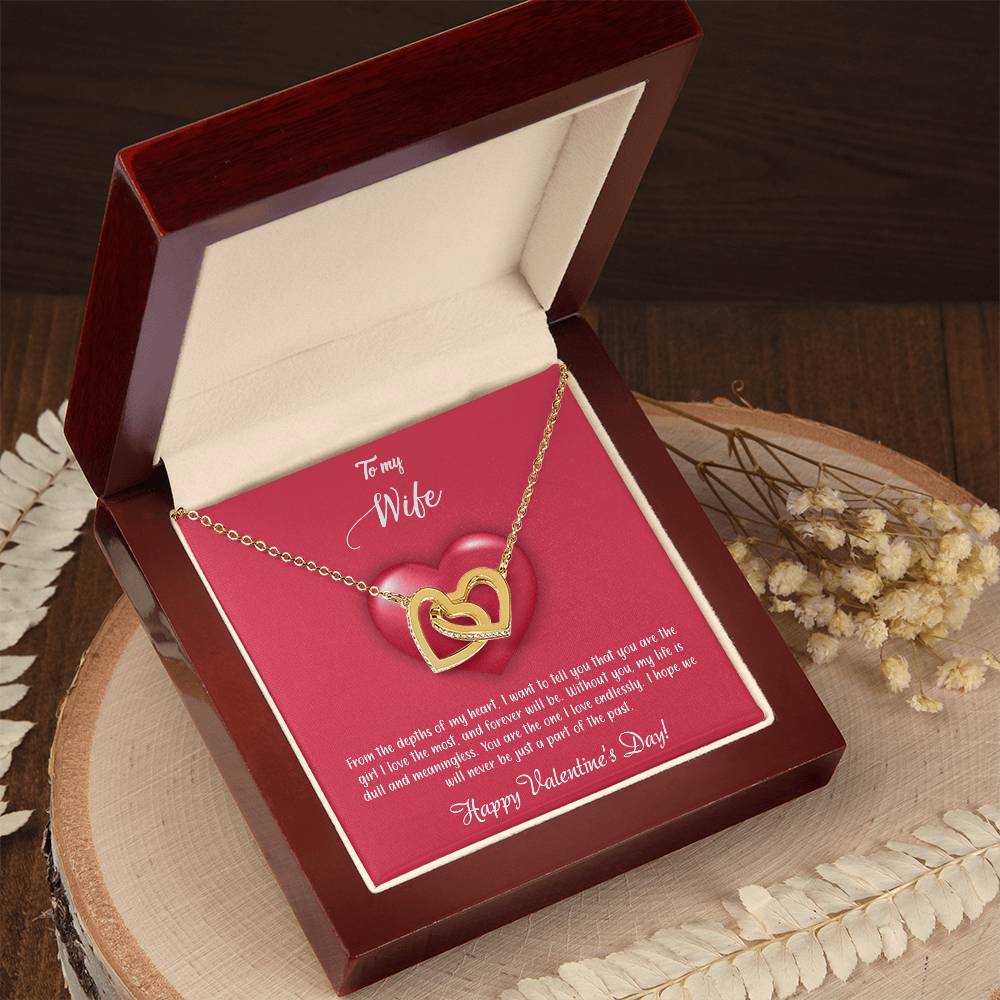 valentine-35a Interlocking Hearts Necklace, Gift to my Wife with Beautiful Message Card