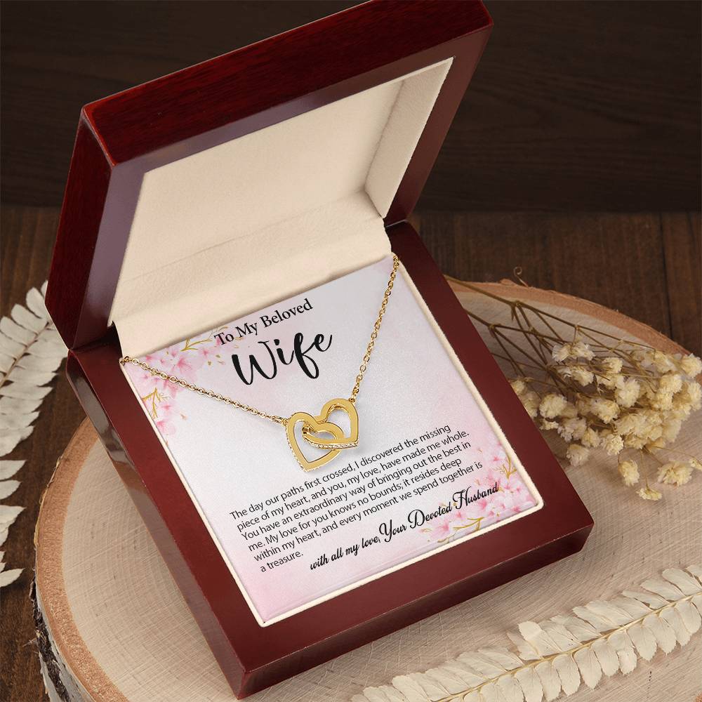 4029a Interlocking Hearts neck, Gift to my Wife with Beautiful Message Card