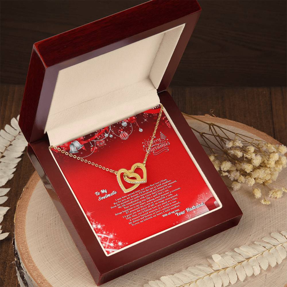 4007a Interlocking Hearts neck, Gift to My Soulmate with Message Card