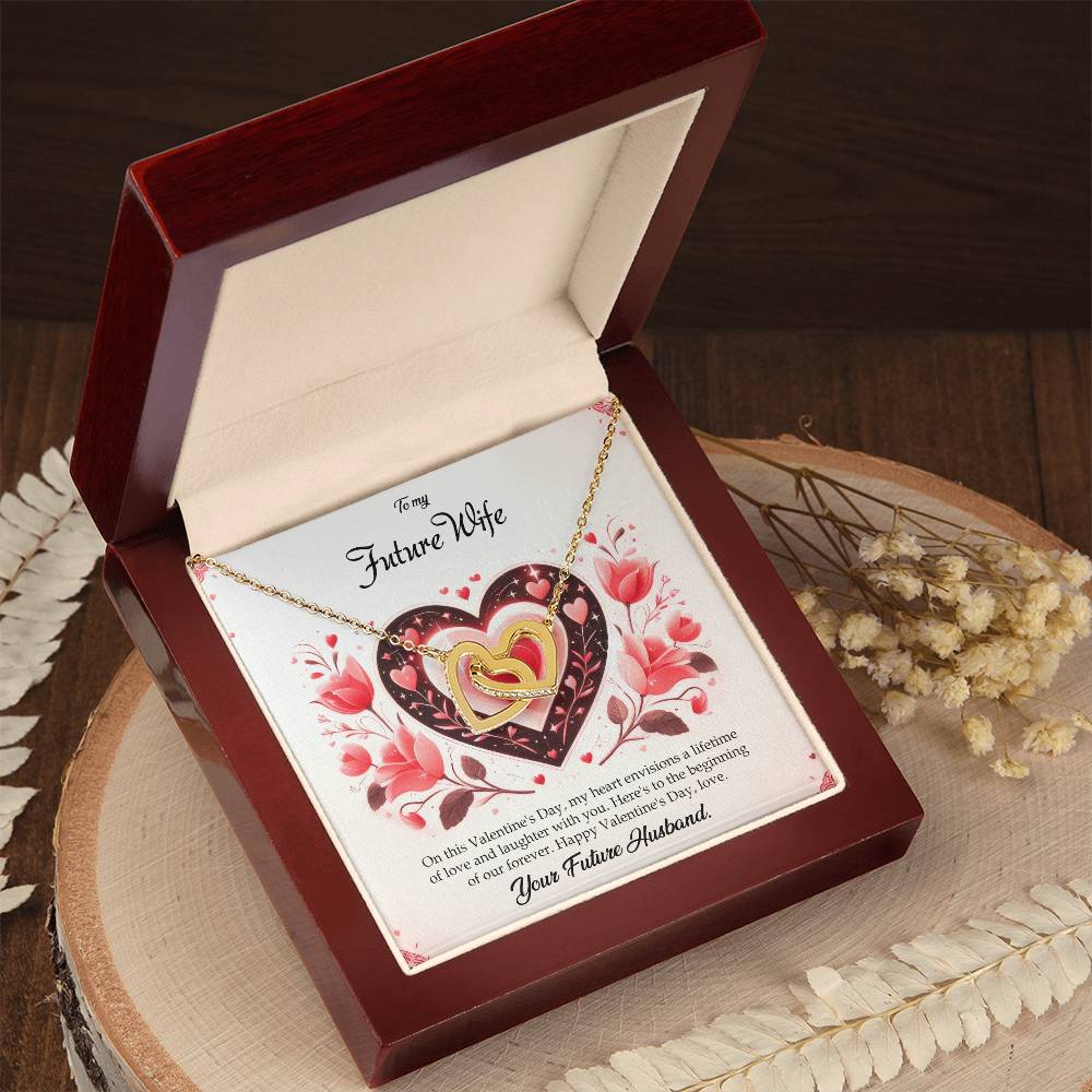 Valentine-st5d Interlocking Hearts Necklace, Gift to my Future Wife with Beautiful Message Card