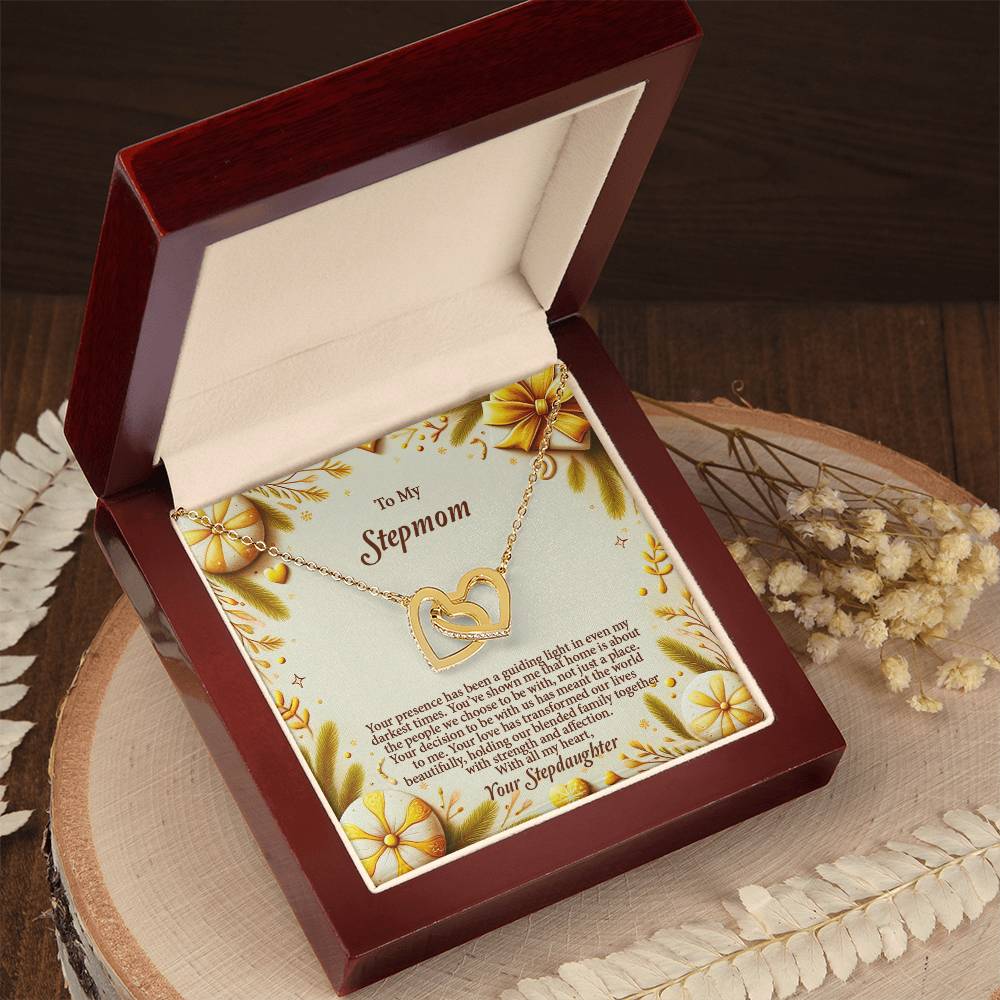 4056c Interlocking Hearts Necklace, Gift to my Stepmom with Beautiful Message Card