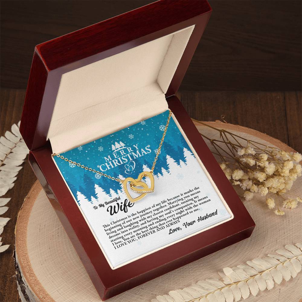 4010c Interlocking Hearts neck, Gift to my Wife with Beautiful Message Card