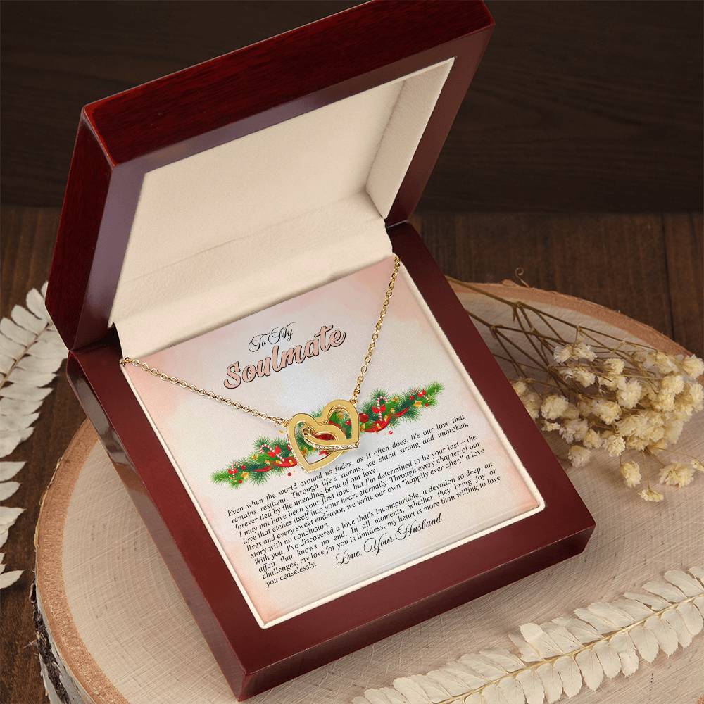 4009a Interlocking Hearts neck, Gift to My Soulmate with Message Card