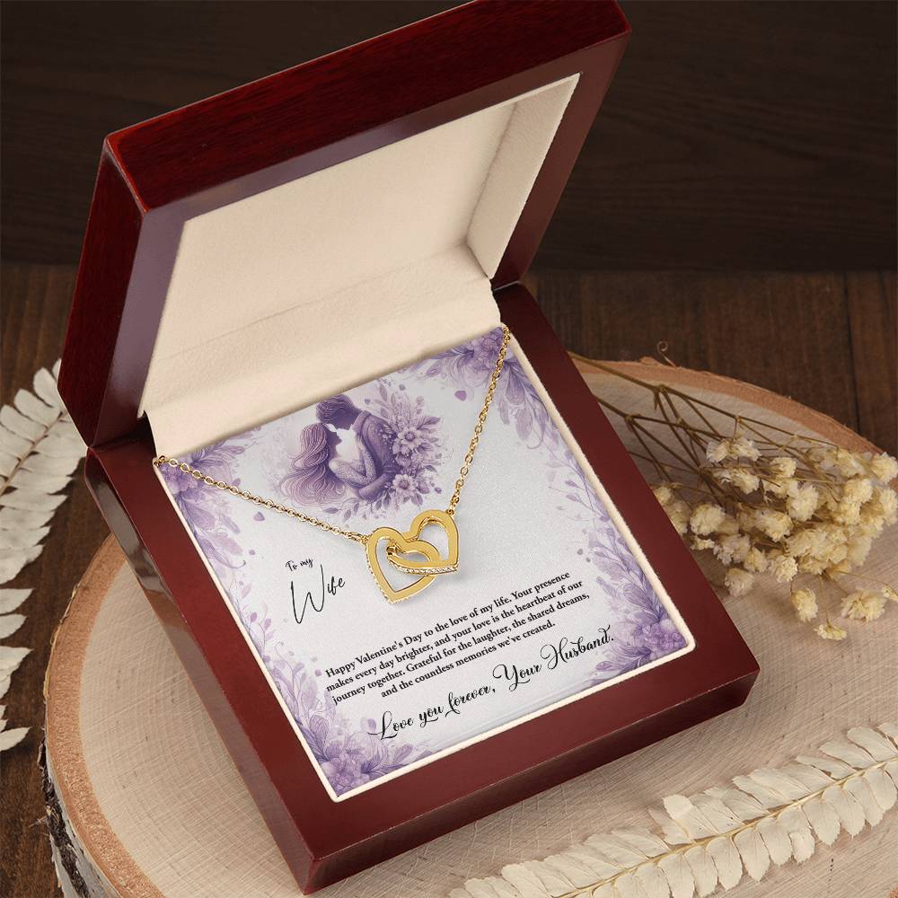 Valentine-st10a Interlocking Hearts Necklace, Gift to my Wife with Beautiful Message Card