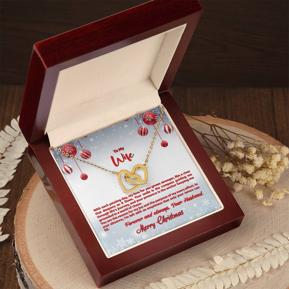 4012a Interlocking Hearts neck, Gift to my Wife with Beautiful Message Card