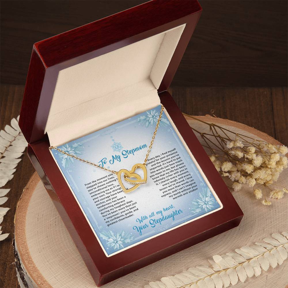 95315 a Interlocking Hearts Necklace, Gift to my Stepmom with Beautiful Message Card