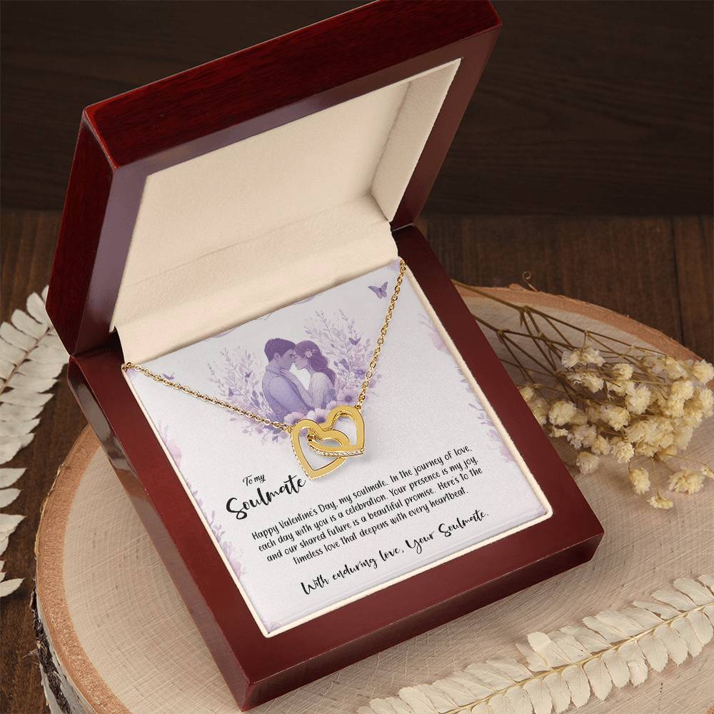 Valentine-st14b Interlocking Hearts neck, Gift to My Soulmate with Message Card