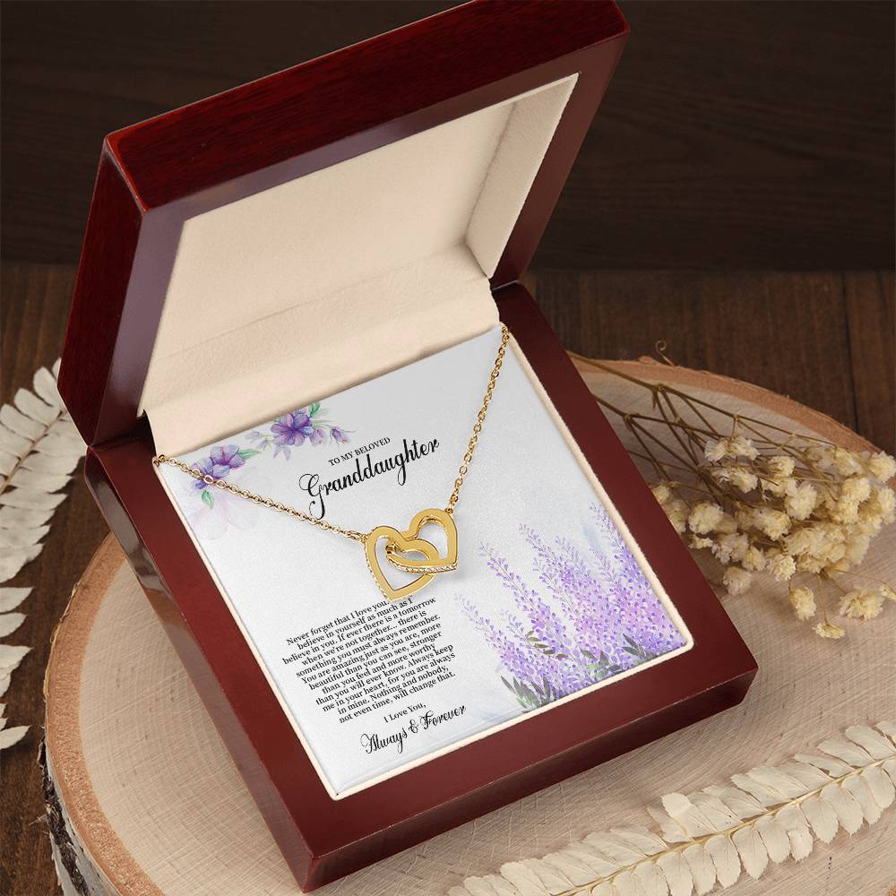 4030 (b) Interlocking Hearts Necklace, Gift to My Granddaughter , with beautiful message card