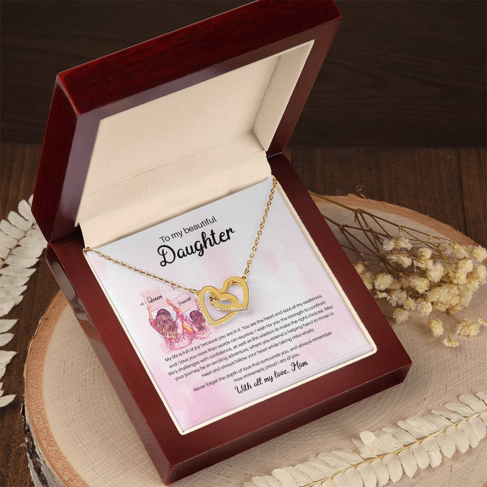 94941 a Interlocking Hearts Necklace, Gift to my Daughter with Beautiful Message Card