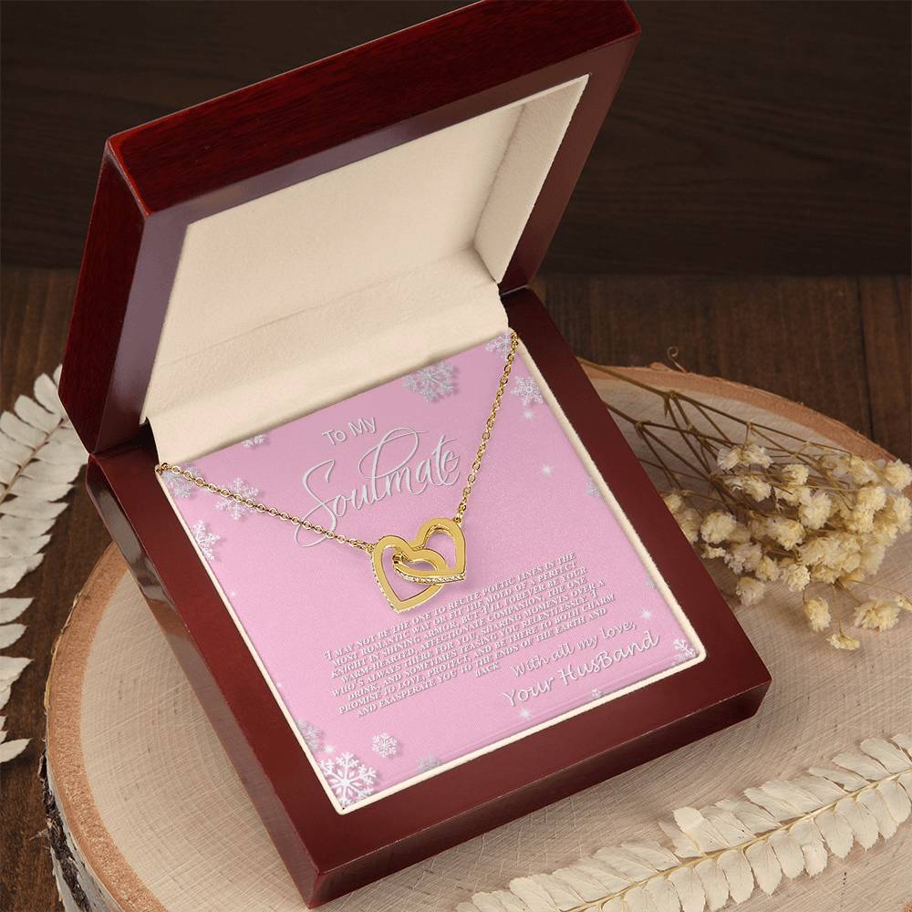 4006b Interlocking Hearts neck, Gift to My Soulmate with Message Card