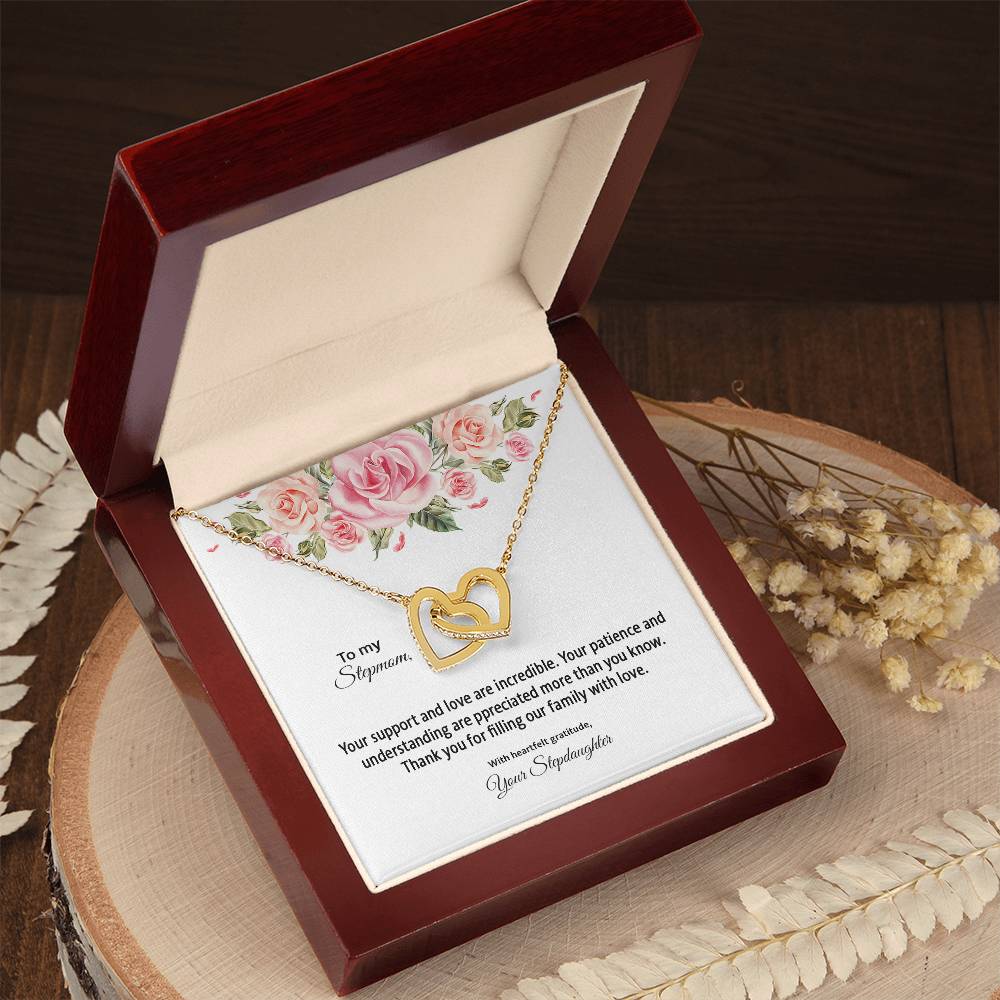 4031d Interlocking Hearts Necklace, Gift to my Stepmom with Beautiful Message Card