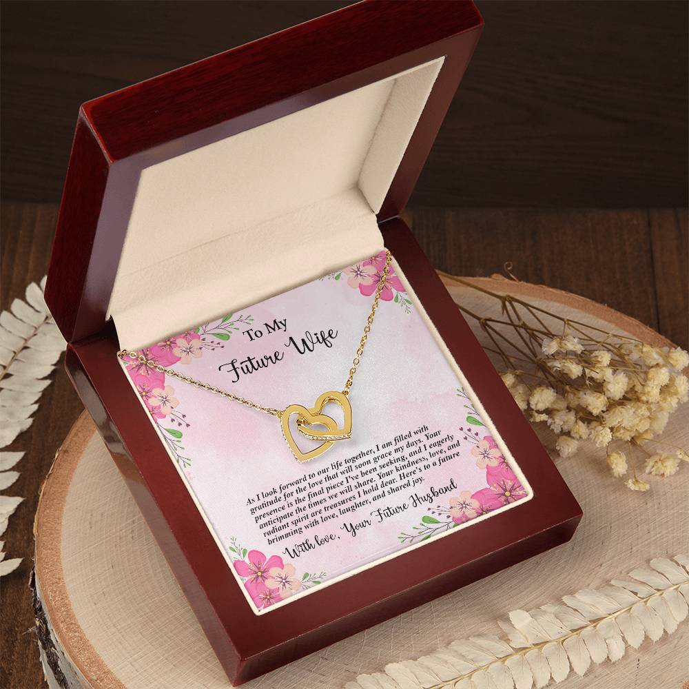 4035b Interlocking Hearts Necklace, Gift to my Future Wife with Beautiful Message Card