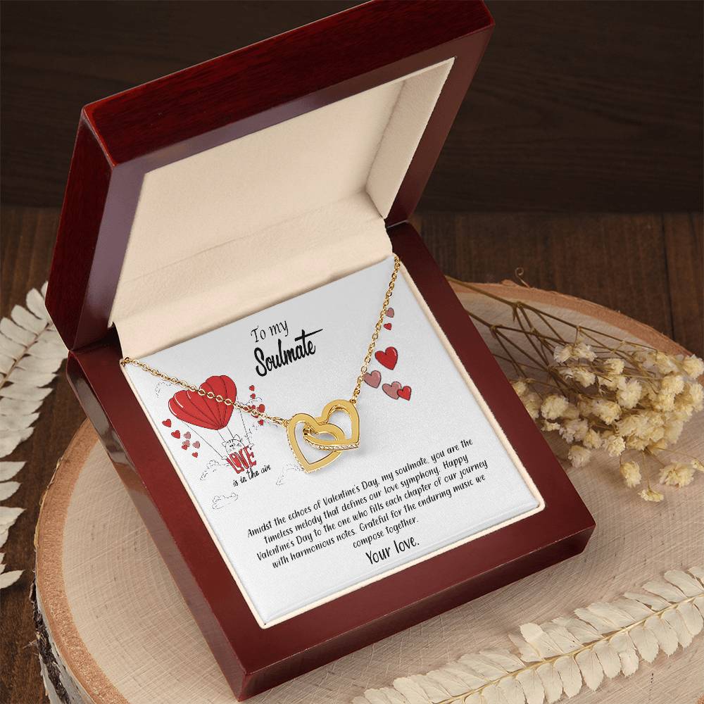 valentine-24b Interlocking Hearts neck, Gift to My Soulmate with Message Card