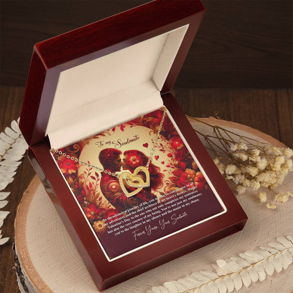 Valentine-st31b Interlocking Hearts neck, Gift to My Soulmate with Message Card