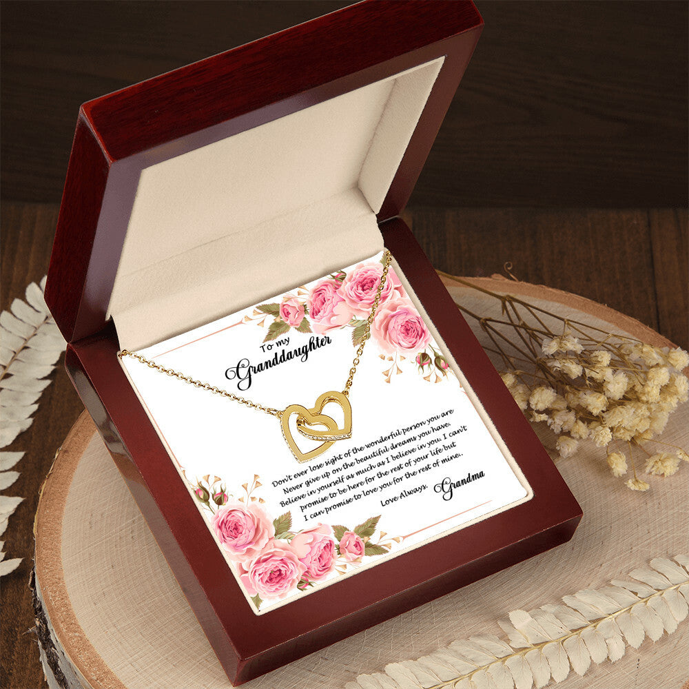 4034 (a) Interlocking Hearts Necklace, Gift to My Granddaughter , with beautiful message card