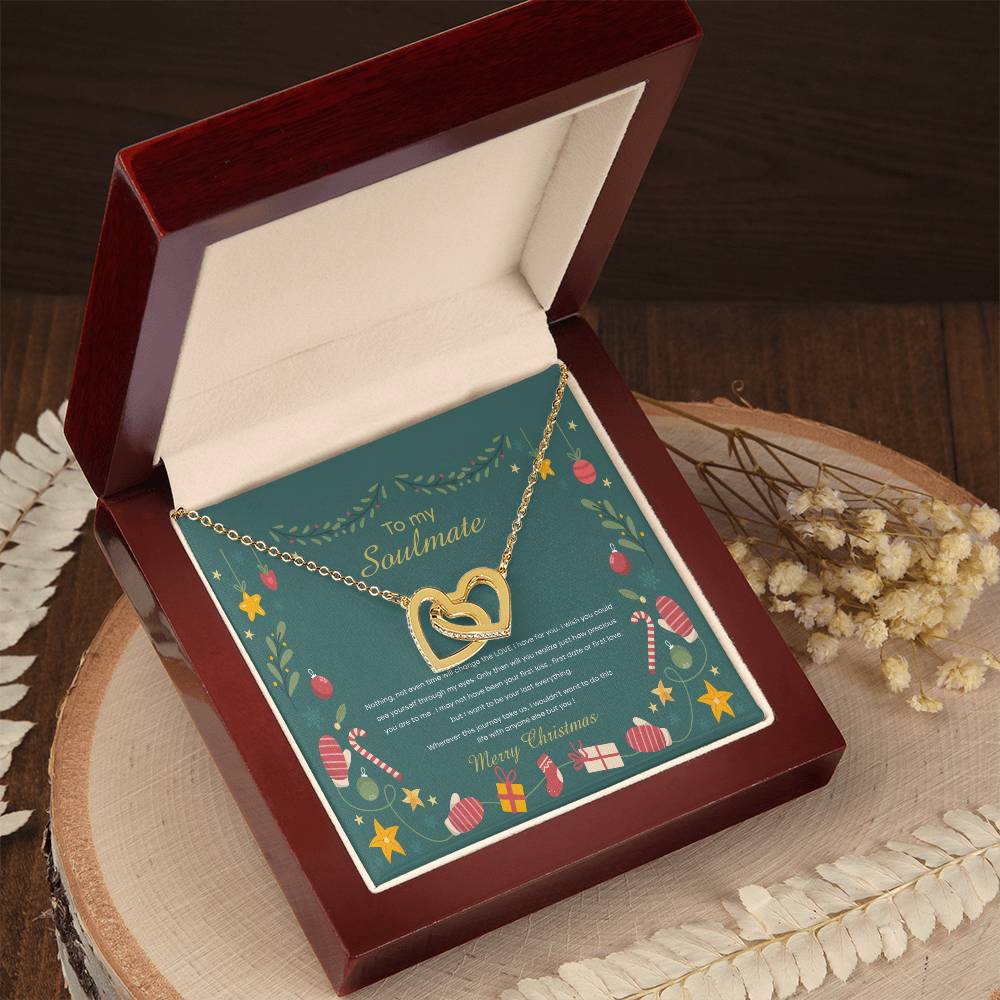 94098 Interlocking Hearts neck, Gift to My Soulmate with Message Card