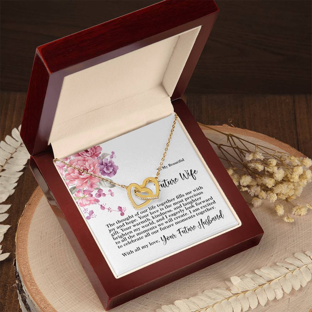 4027 Interlocking Hearts Necklace, Gift to my Future Wife with Beautiful Message Card