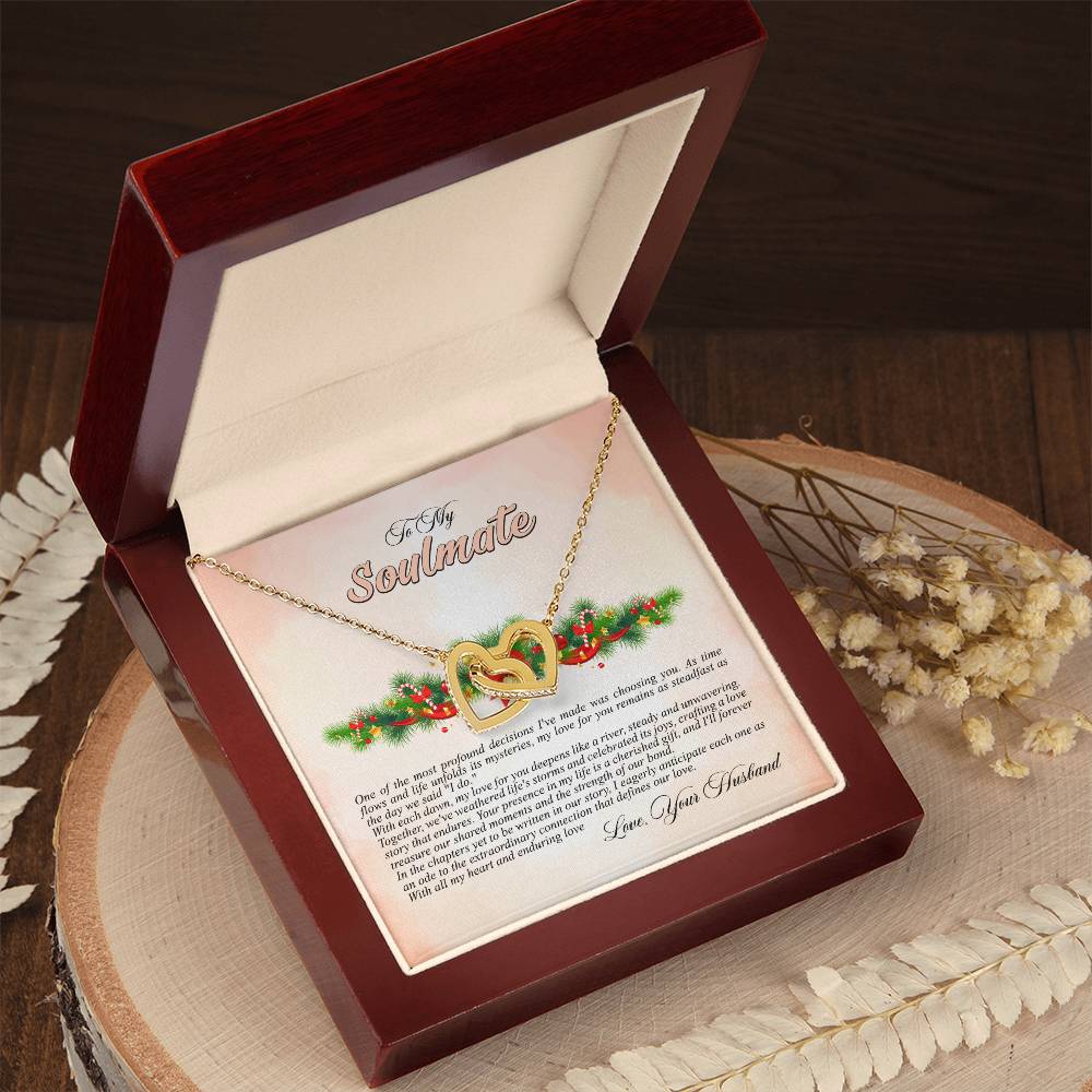 4009c Interlocking Hearts neck, Gift to My Soulmate with Message Card