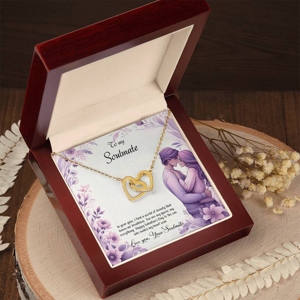 Valentine-st25b Interlocking Hearts neck, Gift to My Soulmate with Message Card