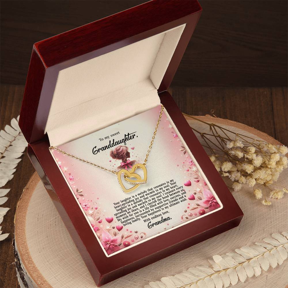 4058(b) Interlocking Hearts Necklace, Gift to My Granddaughter , with beautiful message card