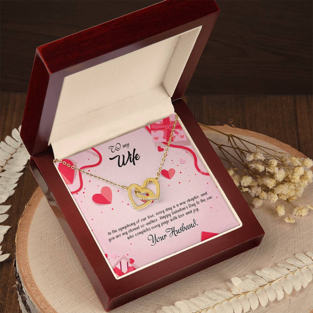 valentine-15a Interlocking Hearts Necklace, Gift to my Wife with Beautiful Message Card