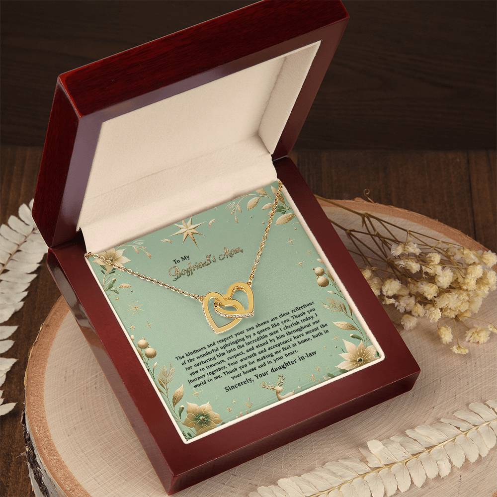 4047a Interlocking Hearts Necklace, Gift to my Boyfriend's Mom with Beautiful Message Card