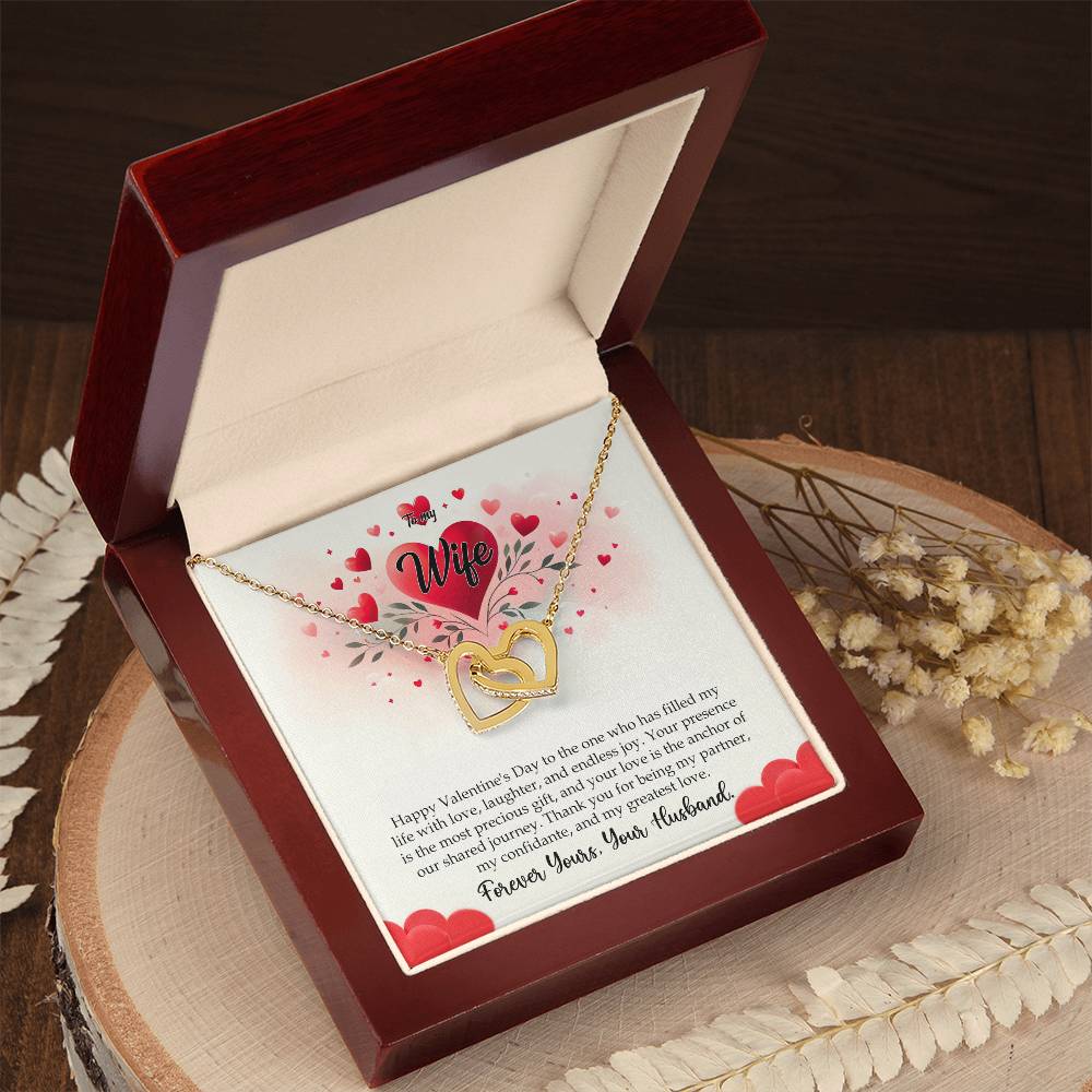 Valentine-st11a Interlocking Hearts Necklace, Gift to my Wife with Beautiful Message Card