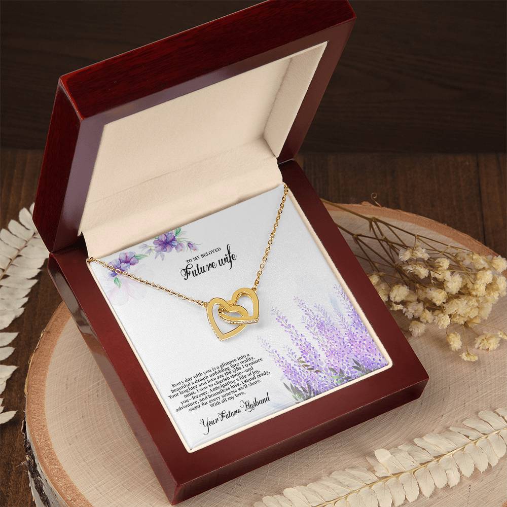 4030 (3) Interlocking Hearts Necklace, Gift to my Future Wife with Beautiful Message Card