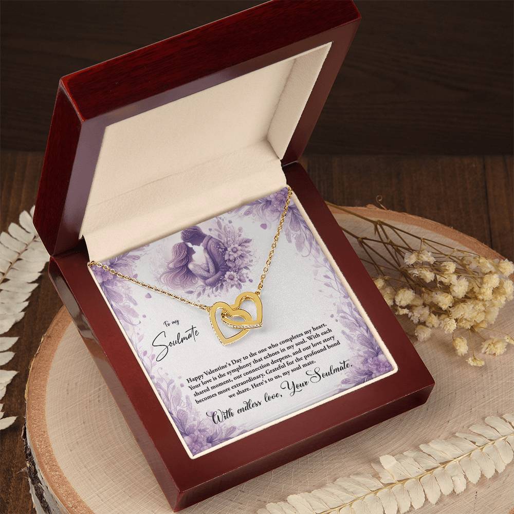 Valentine-st10b Interlocking Hearts neck, Gift to My Soulmate with Message Card