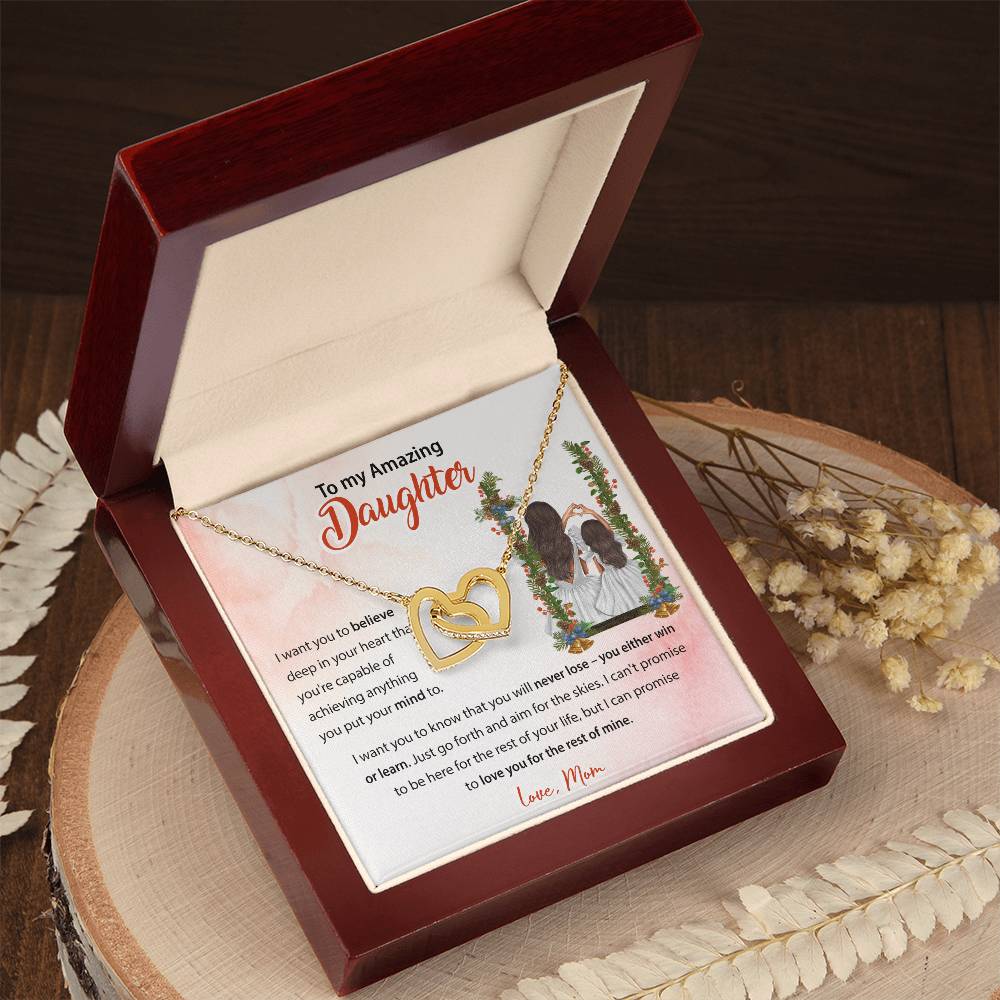 94683c Interlocking Hearts Necklace, Gift to my Daughter with Beautiful Message Card