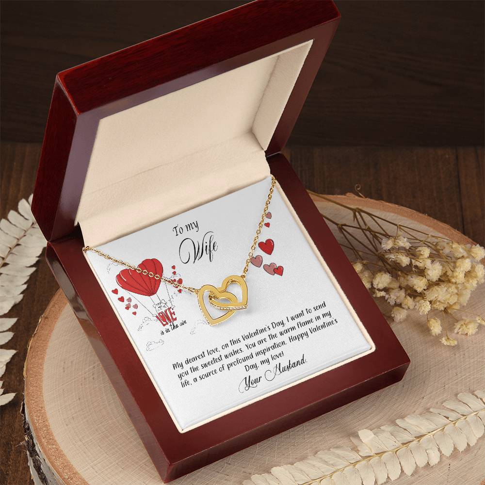 valentine-24a Interlocking Hearts Necklace, Gift to my Wife with Beautiful Message Card