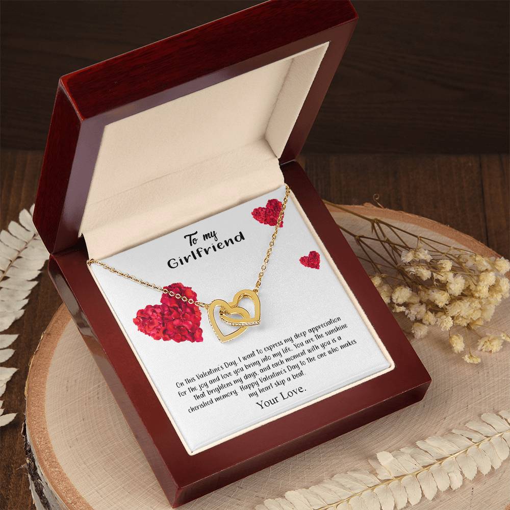 valentine-17c Interlocking Hearts Necklace, Gift to my Girlfriend with Beautiful Message Card